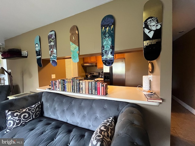 view of tiled living area