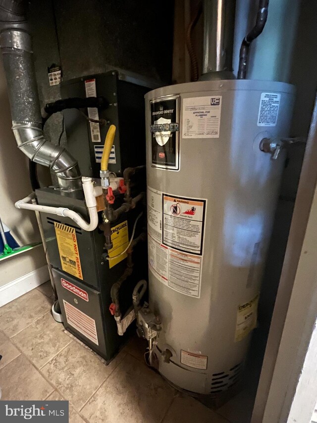 utility room featuring gas water heater
