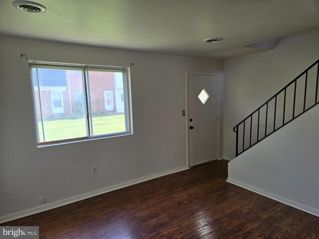 210 Aster Ln, Forest Hill, MD 21050 - foyer with plenty of natural light, baseboards, stairs, and dark wood-type flooring