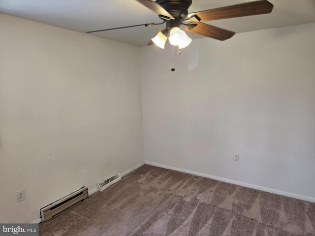 210 Aster Ln, Forest Hill, MD 21050 - empty room featuring baseboard heating, carpet, ceiling fan, and baseboards