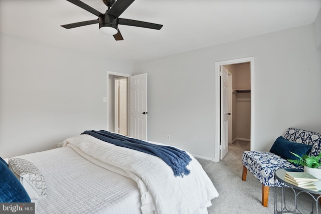 6335 Rockshire St, Alexandria, VA 22315 - bedroom featuring light colored carpet, ceiling fan, a spacious closet, and baseboards