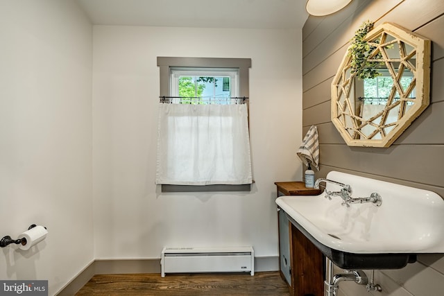 4870 Homeville Rd, Cochranville, PA 19330 - bathroom featuring a baseboard radiator and wood finished floors