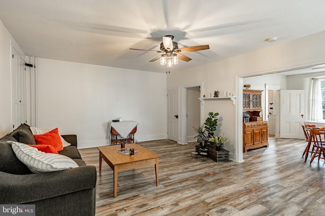 4870 Homeville Rd, Cochranville, PA 19330 - living area featuring light wood-style flooring and ceiling fan