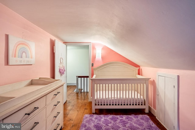 4870 Homeville Rd, Cochranville, PA 19330 - bedroom featuring vaulted ceiling and hardwood / wood-style floors