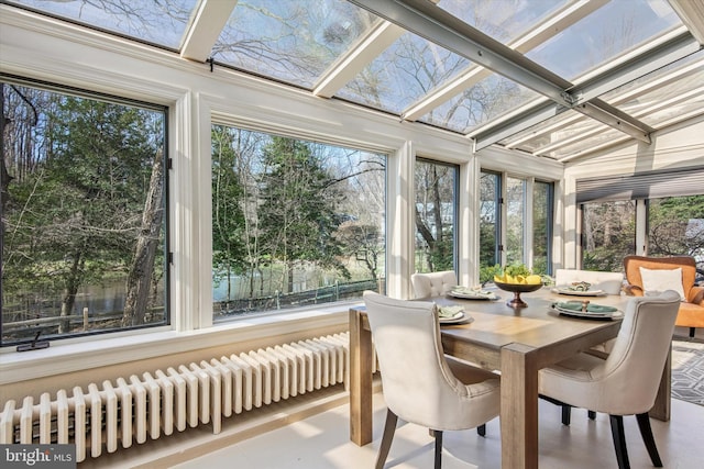 2314 Valley Rd, Huntingdon Valley, PA 19006 - sunroom featuring a skylight, radiator, and a healthy amount of sunlight