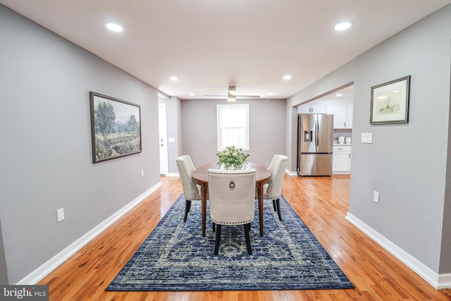 1111 S Mountain Rd, Dillsburg, PA 17019 - dining area with light wood finished floors, baseboards, recessed lighting, and ceiling fan