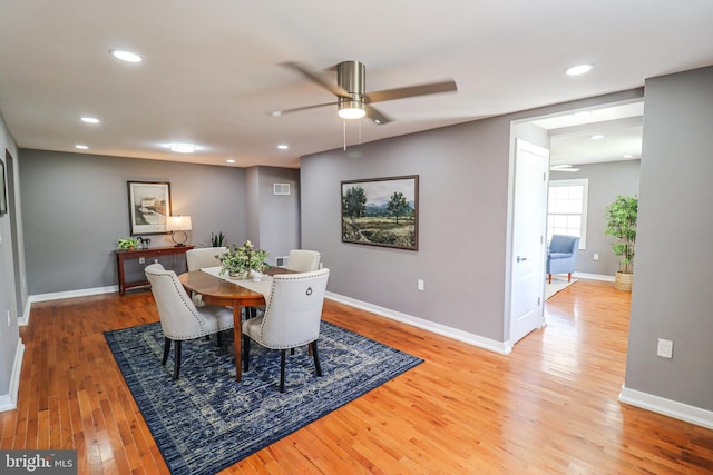 1111 S Mountain Rd, Dillsburg, PA 17019 - dining space with a ceiling fan, light wood-type flooring, baseboards, and recessed lighting