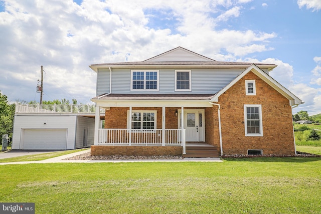 1111 S Mountain Rd, Dillsburg, PA 17019 - traditional-style home featuring a porch, driveway, a front lawn, roof with shingles, and a garage
