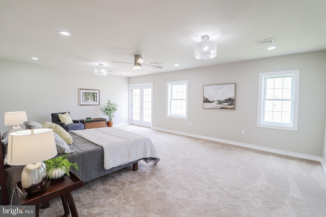 1111 S Mountain Rd, Dillsburg, PA 17019 - carpeted bedroom featuring multiple windows, recessed lighting, baseboards, and a ceiling fan
