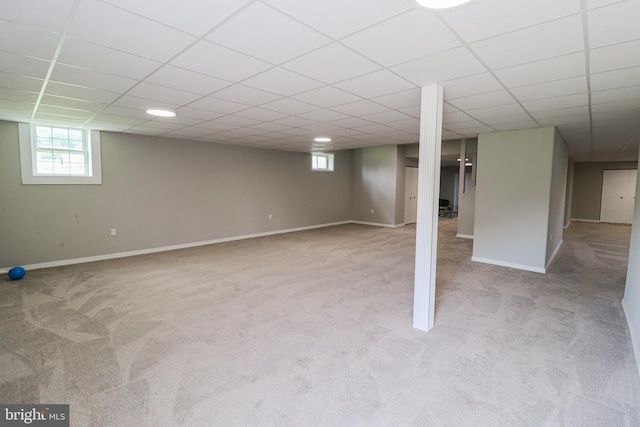 1111 S Mountain Rd, Dillsburg, PA 17019 - below grade area with carpet, baseboards, and a drop ceiling
