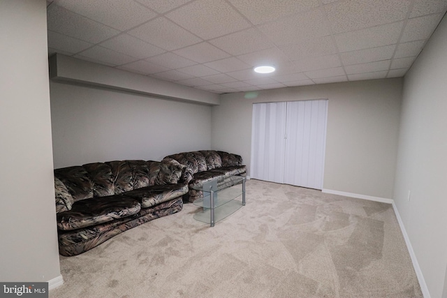 1111 S Mountain Rd, Dillsburg, PA 17019 - carpeted living area with baseboards and a paneled ceiling