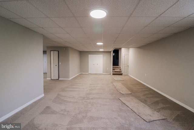 1111 S Mountain Rd, Dillsburg, PA 17019 - finished below grade area with carpet floors, baseboards, stairway, and a drop ceiling