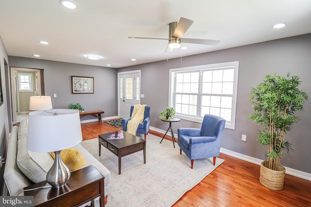 1111 S Mountain Rd, Dillsburg, PA 17019 - living area with baseboards, light wood-type flooring, recessed lighting, and ceiling fan