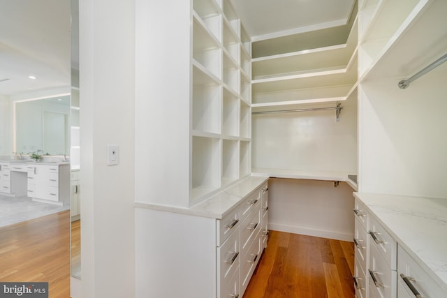 spacious closet with wood finished floors