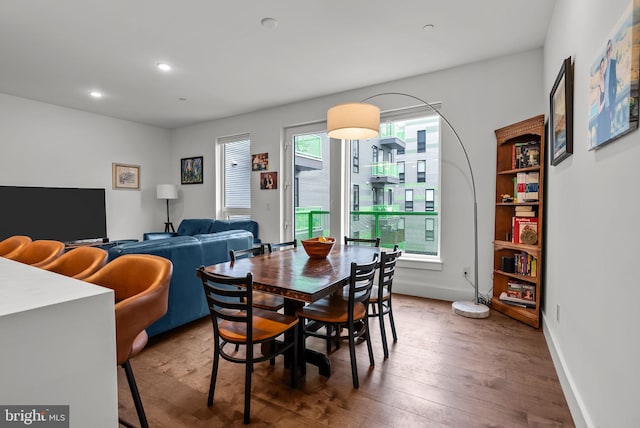 1501 N 31st St Unit 318, Philadelphia, PA 19121 - dining area with recessed lighting, baseboards, and hardwood / wood-style flooring