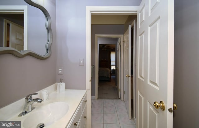 bathroom featuring vanity and tile patterned flooring
