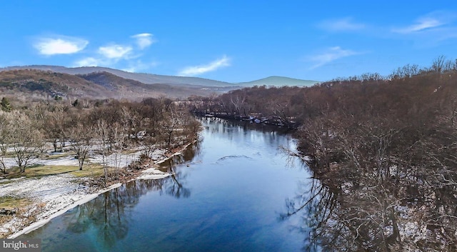 804 Farms River Rd, Front Royal, VA 22630 - water view featuring a mountainous background and a forest