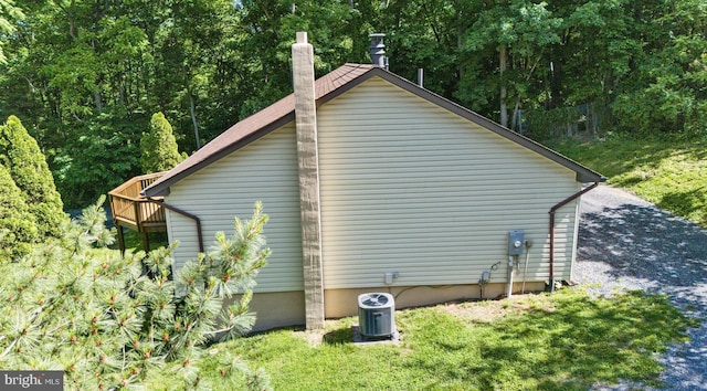 804 Farms River Rd, Front Royal, VA 22630 - view of side of home featuring central air condition unit and a chimney