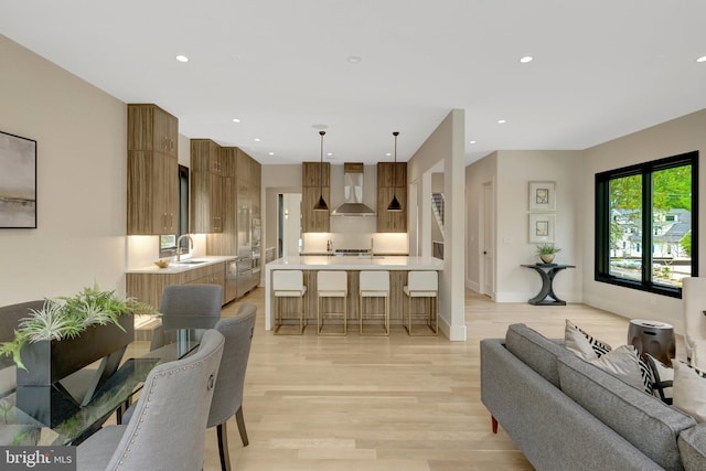 1853 Massachusetts Ave, Mclean, VA 22101 - living room featuring light wood-style flooring and recessed lighting