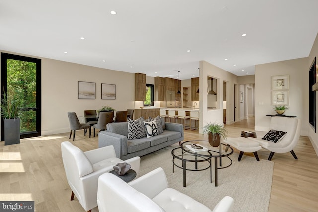 1853 Massachusetts Ave, Mclean, VA 22101 - living room featuring light wood-style flooring, recessed lighting, and baseboards