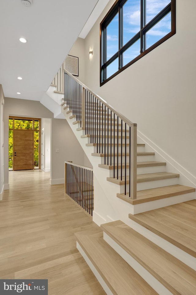 1853 Massachusetts Ave, Mclean, VA 22101 - staircase featuring baseboards, recessed lighting, and wood finished floors
