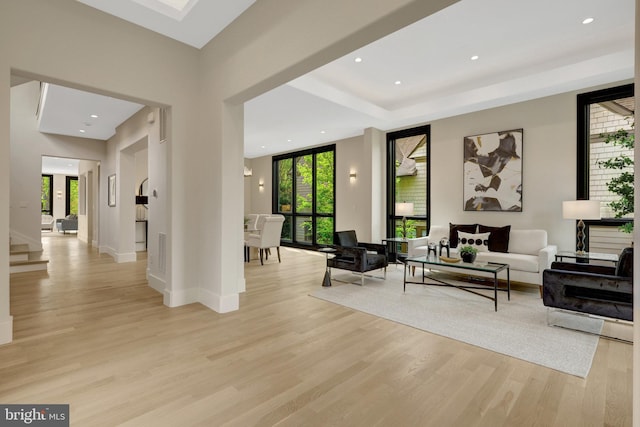 1853 Massachusetts Ave, Mclean, VA 22101 - living room with light wood-type flooring, recessed lighting, and baseboards