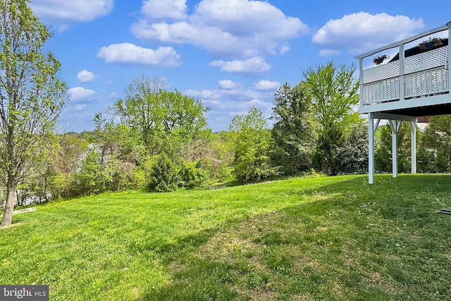 view of yard featuring a deck
