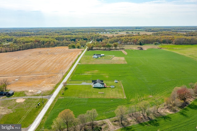 drone / aerial view with a rural view