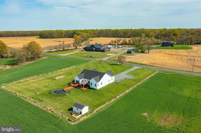 birds eye view of property with a rural view
