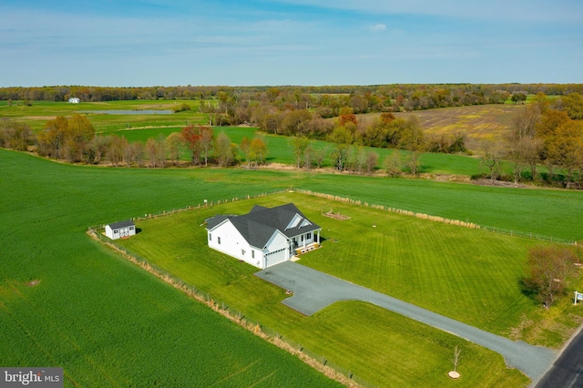 aerial view featuring a rural view