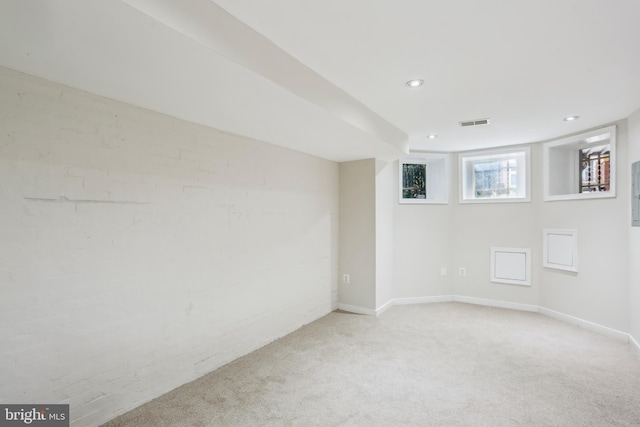 1231 Girard St NW, Washington, DC 20009 - basement with recessed lighting, carpet, visible vents, and baseboards