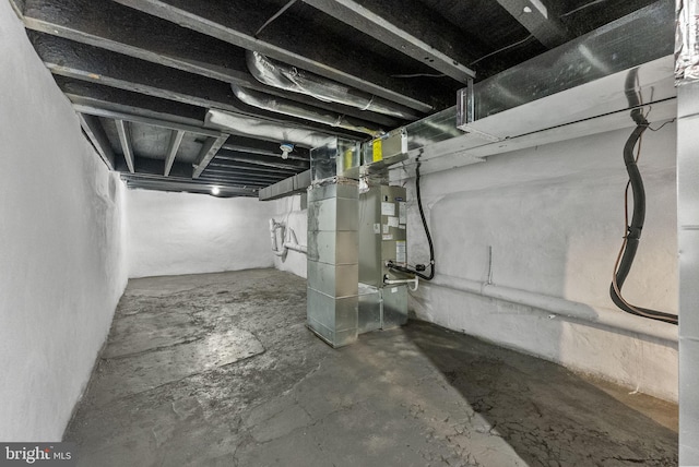 view of unfinished basement