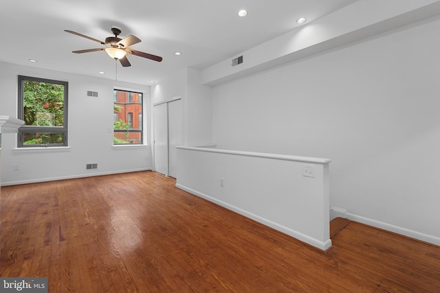 1773 Swann St NW, Washington, DC 20009 - empty room featuring ceiling fan, recessed lighting, and wood finished floors