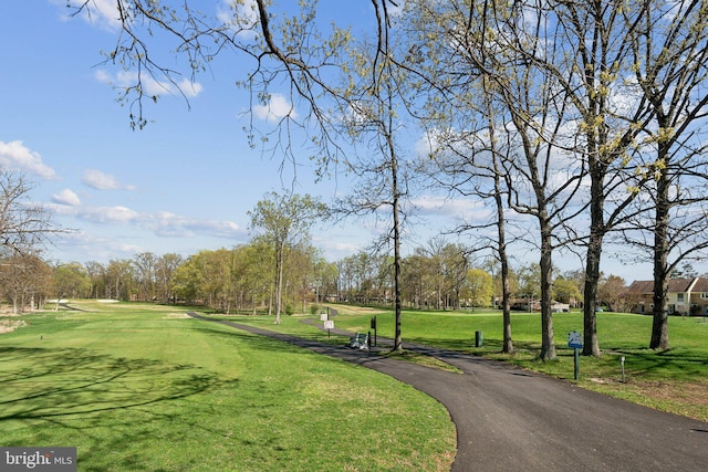 view of property's community featuring a yard