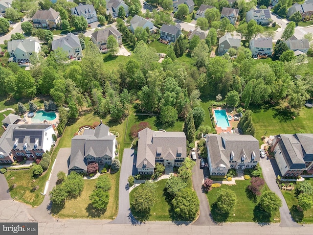 aerial view featuring a residential view