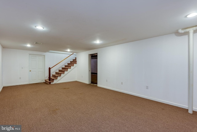 1428 Center Rd, Lancaster, PA 17603 - finished below grade area featuring stairs, recessed lighting, carpet flooring, and baseboards