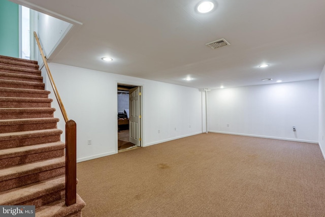 1428 Center Rd, Lancaster, PA 17603 - finished below grade area with recessed lighting, carpet flooring, stairs, and baseboards