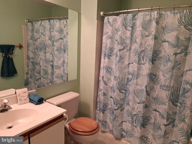 1310W Sheridan Pl Unit 301, Bel Air, MD 21015 - full bathroom featuring toilet, vanity, tile patterned flooring, and a shower with shower curtain