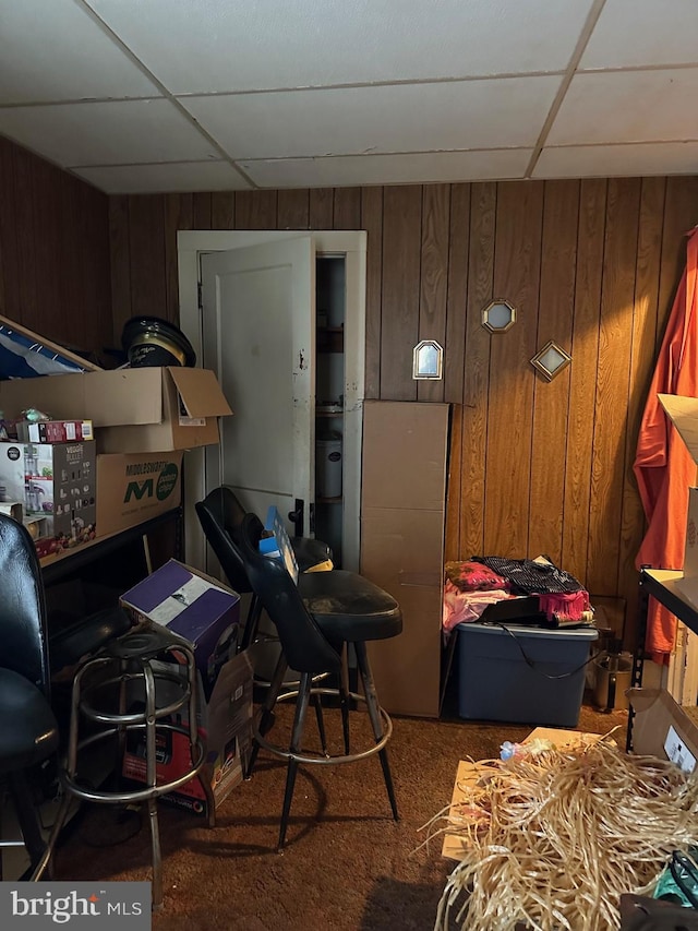 6573 Raystown Rd, Hopewell, PA 16650 - interior space featuring wooden walls and a paneled ceiling