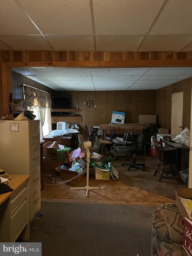 6573 Raystown Rd, Hopewell, PA 16650 - basement with wood walls and a paneled ceiling