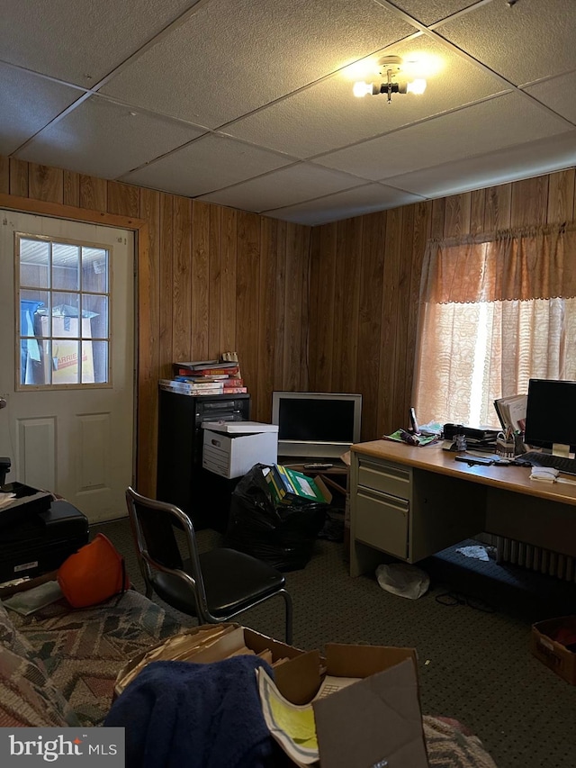 6573 Raystown Rd, Hopewell, PA 16650 - carpeted office featuring wood walls and a drop ceiling