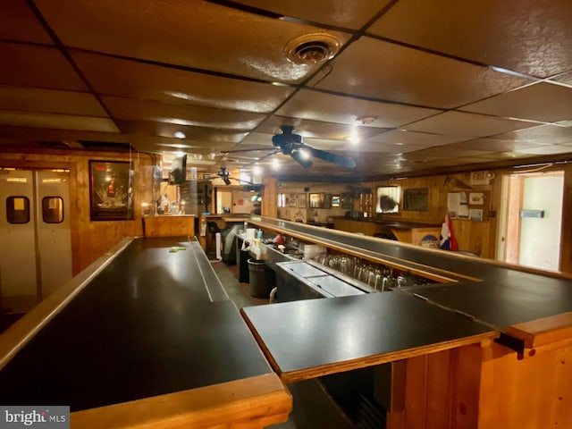6573 Raystown Rd, Hopewell, PA 16650 - bar with wooden walls, a drop ceiling, and visible vents