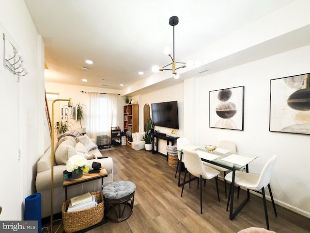 2030 4th St NW, Washington, DC 20001 - living area featuring recessed lighting, baseboards, an inviting chandelier, and wood finished floors