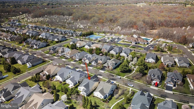 aerial view with a residential view