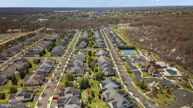 drone / aerial view with a residential view