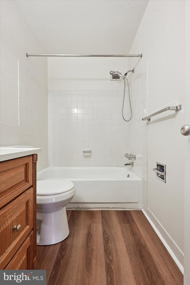 6100 Henry Ave Unit 7D, Philadelphia, PA 19128 - bathroom with toilet, wood finished floors, shower / tub combination, and vanity