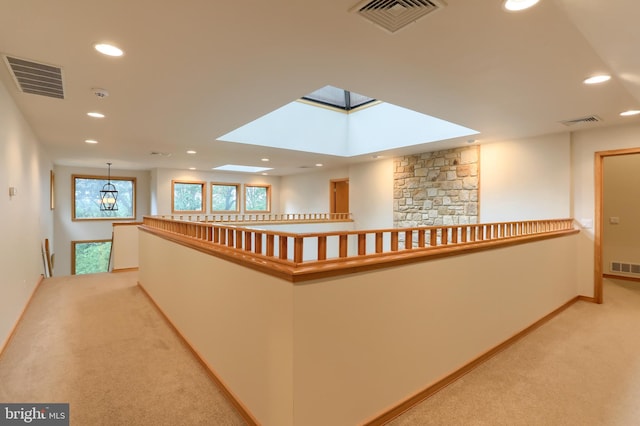 1023 Fairdell Dr, Hummelstown, PA 17036 - hall with light colored carpet, recessed lighting, an upstairs landing, and baseboards