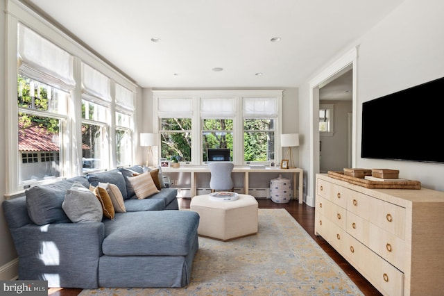 3712 Bradley Ln, Chevy Chase, MD 20815 - living room featuring dark wood finished floors and recessed lighting
