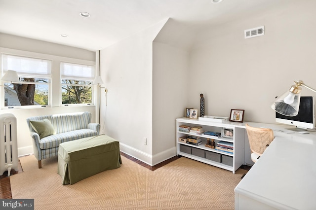 3712 Bradley Ln, Chevy Chase, MD 20815 - office space featuring radiator heating unit, baseboards, wood finished floors, and recessed lighting