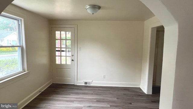 710 Roger St, Salisbury, MD 21804 - doorway featuring plenty of natural light, arched walkways, and dark wood-type flooring